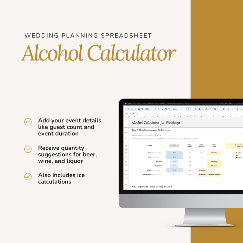 Alcohol Calculator for Weddings (Google Sheets Template)