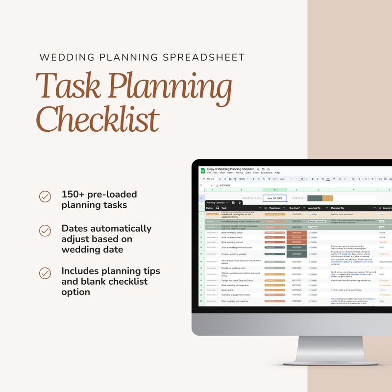 Wedding Planning Checklist (Google Sheets Template)