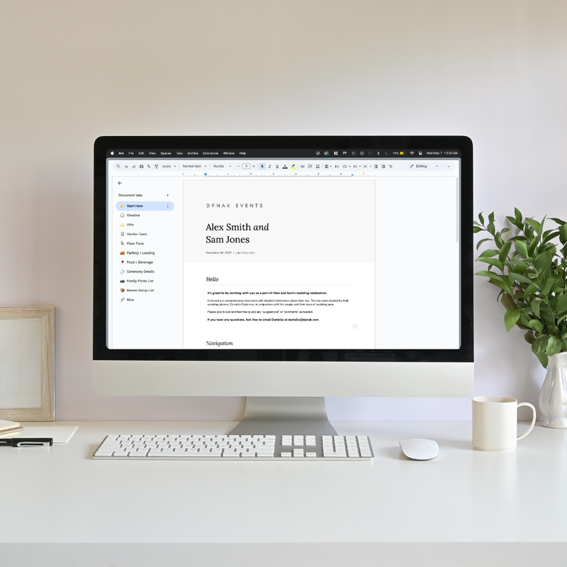 Wedding Day Timeline Packet for Wedding Planners (Google Doc Template)